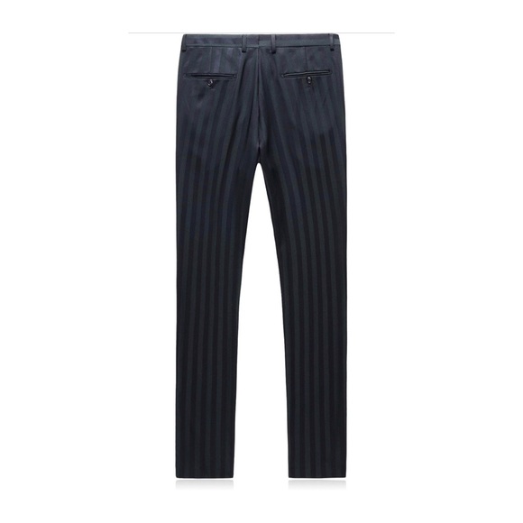 Mens 2 Piece Suit Slim Fit Stripe Tuxedo Blazer Pants Set - Picture 6 of 7